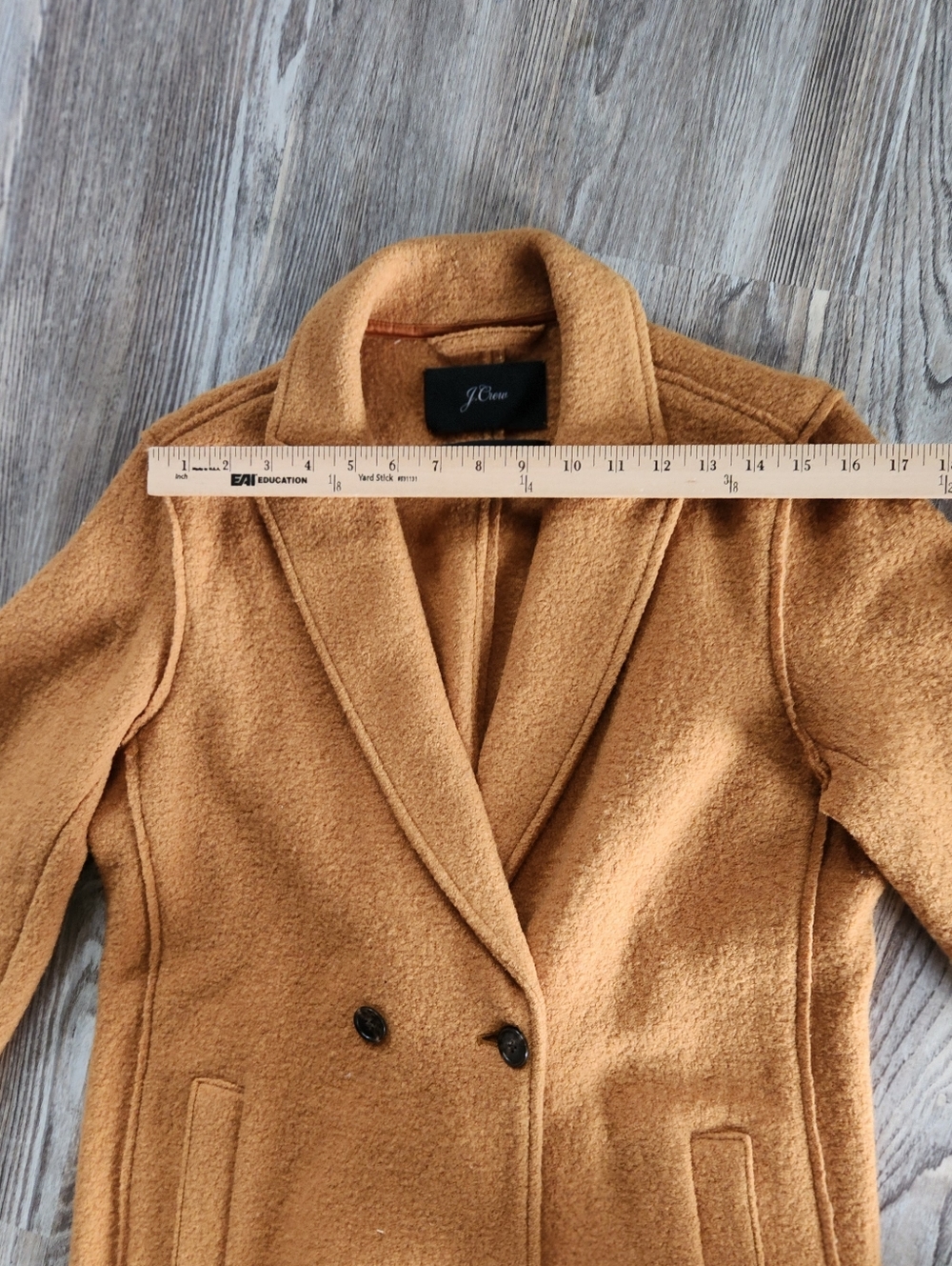 J Crew Italian Boiled Wool Musturd Yellow Coat Womens 8 Collared Single Breast - Picture 12 of 13